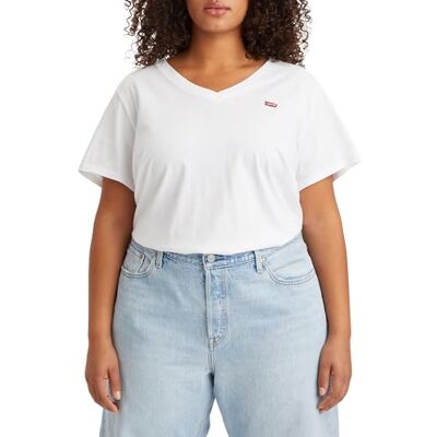 Levi's Damen Plus Size V-Neck Tee T-Shirt, Bright White, 3XL Levi's Damen Plus Size V-Neck Tee T-Shirt, Bright White, 3XL
