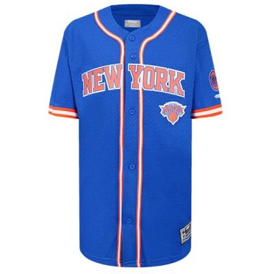 Pro Standard Big Boys NBA New York Knicks Mesh Button Down Mesh Top Royal Blue/Orange S Pro Standard Big Boys NBA New York Knicks Mesh Button Down Mesh Top Royal Blue/Orange S
