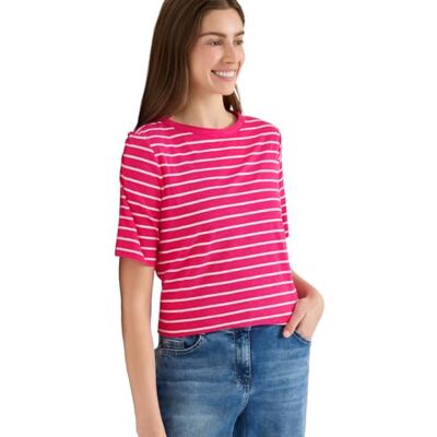 Cecil T-Shirt mit Boatneck und Streifen Beetroot pink S Cecil T-Shirt mit Boatneck und Streifen Beetroot pink S