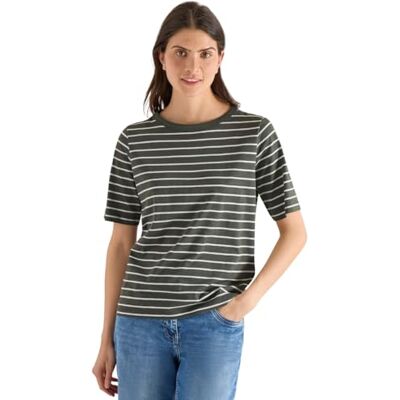 Cecil Shirt mit U-Boot-Ausschnitt und Streifen Khaki L Cecil Shirt mit U-Boot-Ausschnitt und Streifen Khaki L