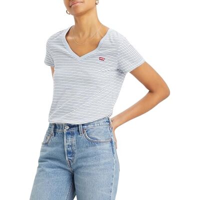 Levi's Perfect Vneck Penny Stripe Kentucky Blue Levi's Perfect Vneck Penny Stripe Kentucky Blue