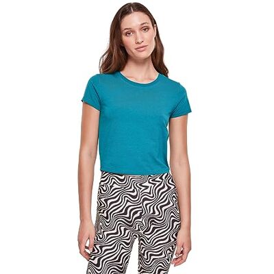 Urban Classics Damen T-Shirt Ladies Stretch Jersey Cropped Tee watergreen XS Urban Classics Damen T-Shirt Ladies Stretch Jersey Cropped Tee watergreen XS