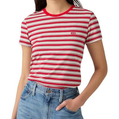 Levi's Perfect Tee Pisces Stripe True Red Strip Levi's Perfect Tee Pisces Stripe True Red Strip