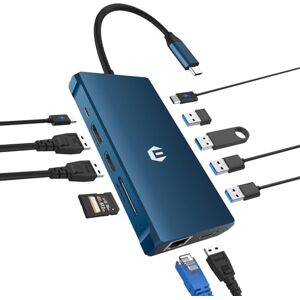 BIGBIG WON 12 in 1 USB C Hub, USB C Docking Station, USB C Adapter, Triple Display 4K DP/2*HDMI(5Gbit/s USB A/C 3.0,1g Ethernet, PD 100W, 3,5 mm MIC, SD/TF) für Laptop, Chromebook BIGBIG WON 12 in 1 USB C Hub, USB C Docking Station, USB C Adapter, Triple Display 4K DP/2*HDMI(5Gbit/s USB A/C 3.0,1g Ethernet, PD 100W, 3,5 mm MIC, SD/TF) für Laptop, Chromebook