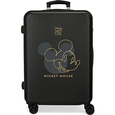 Disney Joumma Mickey-Outline Kabinenkoffer aus ABS, einem robusten und leichten Material, Vier multidirektionale Doppelrollen, seitlicher Zahlenschloss von Joumma Bags, Schwarz, Mittelgroßer Koffer Disney Joumma Mickey-Outline Kabinenkoffer aus ABS, einem robusten und leichten Material, Vier multidirektionale Doppelrollen, seitlicher Zahlenschloss von Joumma Bags, Schwarz, Mittelgroßer Koffer