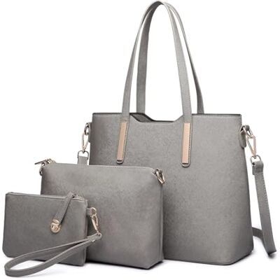 Miss Lulu Handtasche Damen Shopper Schultertasche Groß Henkeltasche Tragetasche Aktentasche Tasche Tote für Büro Schule Einkauf Reise Elegant PU Leder 3 Stück Set Miss Lulu Handtasche Damen Shopper Schultertasche Groß Henkeltasche Tragetasche Aktentasche Tasche Tote für Büro Schule Einkauf Reise Elegant PU Leder 3 Stück Set