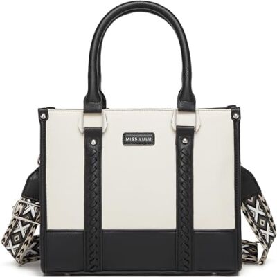 Miss Lulu Damen Handtaschen Mittelgroß mit breitem Schulterriemen Top Handle Taschen Crossbody Bag für Arbeit Reisen Miss Lulu Damen Handtaschen Mittelgroß mit breitem Schulterriemen Top Handle Taschen Crossbody Bag für Arbeit Reisen