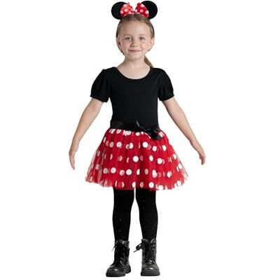 Ciao Polka Dots Mouse disguise fancy dress girl (One size 3-6 years) with tiara with ears, Red, White, Black Ciao Polka Dots Mouse disguise fancy dress girl (One size 3-6 years) with tiara with ears, Red, White, Black