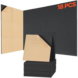 VEVOR 18er-Pack Akustikpaneele mit Selbstklebeband, 300x300x10 mm schalldichte Schaumstoffplatten, Akustik Wandpaneele aus Polyesterfaser, für Zuhause, Studio, Büro, Theater, Schwarz VEVOR 18er-Pack Akustikpaneele mit Selbstklebeband, 300x300x10 mm schalldichte Schaumstoffplatten, Akustik Wandpaneele aus Polyesterfaser, für Zuhause, Studio, Büro, Theater, Schwarz