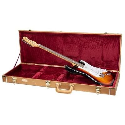 Crossrock rechteckiger Holzkoffer für Stratocaster & Telecaster Luxusgold Kunstleder, Bordeaux Samt, Schloss – Designer Series (CRW520ELG) Crossrock rechteckiger Holzkoffer für Stratocaster & Telecaster Luxusgold Kunstleder, Bordeaux Samt, Schloss – Designer Series (CRW520ELG)