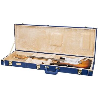 Crossrock rechteckiger Holzkoffer für Stratocaster & Telecaster Leuchtend Blau Kunstleder, beiges Plüschfutter, Schloss – Designer Series (CRW520EVB) Crossrock rechteckiger Holzkoffer für Stratocaster & Telecaster Leuchtend Blau Kunstleder, beiges Plüschfutter, Schloss – Designer Series (CRW520EVB)