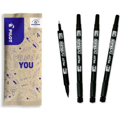 PILOT Twin Marker Set 4 Stück Permanentmarker 2 in 1 Ultra Präziser Strich für Mehrere Oberflächen Aus Recyceltem Kunststoff Schwarz Doppelspitze Fein und Extrafein PILOT Twin Marker Set 4 Stück Permanentmarker 2 in 1 Ultra Präziser Strich für Mehrere Oberflächen Aus Recyceltem Kunststoff Schwarz Doppelspitze Fein und Extrafein