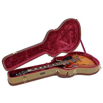 Crossrock Holz-Gitarrenkoffer passend für 335-Style 6-saitige Semi-Hollow E-Gitarren – Edelstahlverschlüsse, Schwammfutter, Metallfüße, Stauraum – Vinyl-Tweed (CRW620SATW) Crossrock Holz-Gitarrenkoffer passend für 335-Style 6-saitige Semi-Hollow E-Gitarren – Edelstahlverschlüsse, Schwammfutter, Metallfüße, Stauraum – Vinyl-Tweed (CRW620SATW)