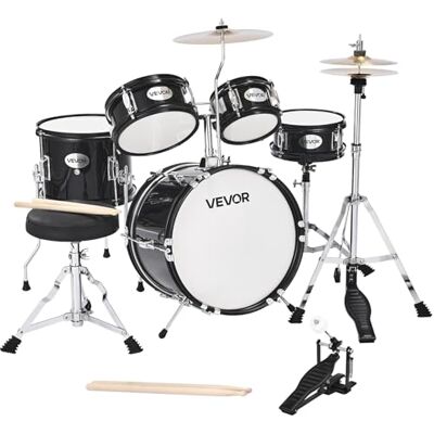 VEVOR Schlagzeug Set, 5-teilig, inkl. 35,6 cm Basstrommel, 15,2 cm & 20,3 cm Tomtoms, 25,4 cm Standtom, 25,4 cm Crash-Becken & 20,3 cm-Hi-Hat, für Kinder von 6–13 Jahren (schwarz) VEVOR Schlagzeug Set, 5-teilig, inkl. 35,6 cm Basstrommel, 15,2 cm & 20,3 cm Tomtoms, 25,4 cm Standtom, 25,4 cm Crash-Becken & 20,3 cm-Hi-Hat, für Kinder von 6–13 Jahren (schwarz)