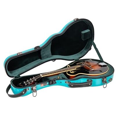 Crossrock Fiberglas Mandolinenkoffer – Konturiert für F-Style (passt für Gibson F5) Mintblau glänzend, waldgrüner Samt, TSA-Schloss, Zubehörfach, Rucksackgurte – Eleganter Profi-Reisekoffer Crossrock Fiberglas Mandolinenkoffer – Konturiert für F-Style (passt für Gibson F5) Mintblau glänzend, waldgrüner Samt, TSA-Schloss, Zubehörfach, Rucksackgurte – Eleganter Profi-Reisekoffer