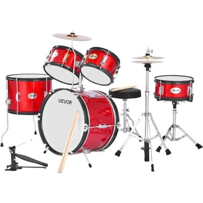 VEVOR Schlagzeug Set, 5-teilig, Drum Kit für Anfänger, inkl. Basstrommel, Snare, Tomtoms, Standtom, Crash-Becken, Hi-Hat mit Ständer, Musik-Lern-Instrumentenset, für Kinder von 6–13 Jahren (rot) VEVOR Schlagzeug Set, 5-teilig, Drum Kit für Anfänger, inkl. Basstrommel, Snare, Tomtoms, Standtom, Crash-Becken, Hi-Hat mit Ständer, Musik-Lern-Instrumentenset, für Kinder von 6–13 Jahren (rot)