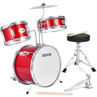VEVOR Schlagzeug Set, 3-teilig, Drum Kit mit 35,6 cm Bassdrum, 25,4 cm Snare-Drum und 20,3 cm Tom-Toms, Musik-Lern-Schlagzeug-Instrumenten-Set, Ideal für Kinder von 6 bis 13 Jahren (rot) VEVOR Schlagzeug Set, 3-teilig, Drum Kit mit 35,6 cm Bassdrum, 25,4 cm Snare-Drum und 20,3 cm Tom-Toms, Musik-Lern-Schlagzeug-Instrumenten-Set, Ideal für Kinder von 6 bis 13 Jahren (rot)
