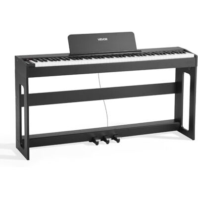 VEVOR Gewichtetes Digitalpiano, 88 Tasten vollgewichtet anschlagdynamisch, E-Piano mit Möbelständer, Netzadapter, Dreifachpedal, Aufnahmefunktion, 280 Töne, Kabellose Verbindung, für Anfänger, Schwarz VEVOR Gewichtetes Digitalpiano, 88 Tasten vollgewichtet anschlagdynamisch, E-Piano mit Möbelständer, Netzadapter, Dreifachpedal, Aufnahmefunktion, 280 Töne, Kabellose Verbindung, für Anfänger, Schwarz