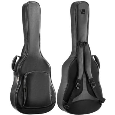 VEVOR Gitarrentasche für 41-Zoll-Akustikgitarren mit Tragegriff Schwarz, Gitarrenrucksack mit Schaumstoffpolsterung, Außenzubehörfach und Schultergurten, 1195 mm Gig Bag aus PU-Leder VEVOR Gitarrentasche für 41-Zoll-Akustikgitarren mit Tragegriff Schwarz, Gitarrenrucksack mit Schaumstoffpolsterung, Außenzubehörfach und Schultergurten, 1195 mm Gig Bag aus PU-Leder