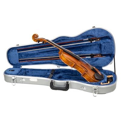 Crossrock Geigenkoffer in Violinenform für 4/4-Violine in voller Größe Innenfach für Zubehör, 2 Bogenhalter, Sicherheitsschloss, abnehmbare Schultergurte Silber (CRA880VFSL) Crossrock Geigenkoffer in Violinenform für 4/4-Violine in voller Größe Innenfach für Zubehör, 2 Bogenhalter, Sicherheitsschloss, abnehmbare Schultergurte Silber (CRA880VFSL)