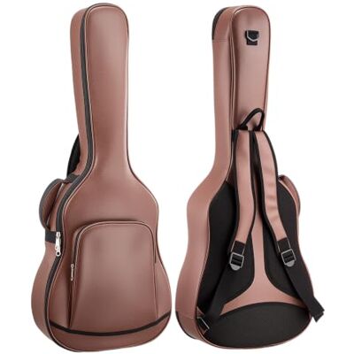 VEVOR Gitarrentasche für 41-Zoll-Akustikgitarren mit Außenzubehörfach Braun, Gitarrenrucksack mit Schaumstoffpolsterung, Tragegriff und Schultergurten, 1195 mm Gig Bag aus PU-Leder VEVOR Gitarrentasche für 41-Zoll-Akustikgitarren mit Außenzubehörfach Braun, Gitarrenrucksack mit Schaumstoffpolsterung, Tragegriff und Schultergurten, 1195 mm Gig Bag aus PU-Leder
