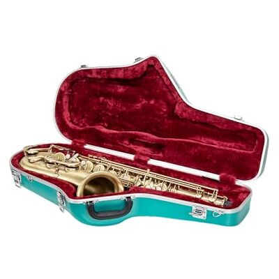 Crossrock Tenor Saxophon Koffer ABS-Hartschale mit Zubehörfach, Sicherheitsschloss und abnehmbarem Gurt – Mintblau (CRA862TSMB) Crossrock Tenor Saxophon Koffer ABS-Hartschale mit Zubehörfach, Sicherheitsschloss und abnehmbarem Gurt – Mintblau (CRA862TSMB)