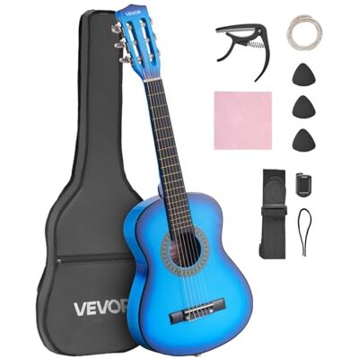 VEVOR Konzertgitarre, 780 mm, Holz-Klassikgitarren-Starter-Set für Anfänger, mit Nylonsaiten, Gigbag, Gurt, Stimmgerät, zusätzlichen Saiten, Plektren, Kapodaster, Linde, für Einsteiger, Blau VEVOR Konzertgitarre, 780 mm, Holz-Klassikgitarren-Starter-Set für Anfänger, mit Nylonsaiten, Gigbag, Gurt, Stimmgerät, zusätzlichen Saiten, Plektren, Kapodaster, Linde, für Einsteiger, Blau