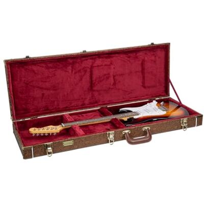 Crossrock rechteckiger Holzkoffer für Stratocaster & Telecaster Blossom Brown Kunstleder, Bordeaux Samt, Schloss – Designer Series (CRW530EBQ) Crossrock rechteckiger Holzkoffer für Stratocaster & Telecaster Blossom Brown Kunstleder, Bordeaux Samt, Schloss – Designer Series (CRW530EBQ)