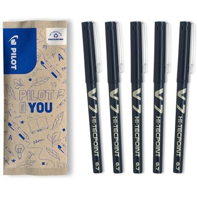 PILOT 5er-Set Hi-Tecpoint V7 Tintenroller Flüssigtinte und feiner Spitze für ein flüssiges, präzises Schriftbild Schnell trocknend, nicht tropfend Schwarz Mittlere Spitze 0,7mm PILOT 5er-Set Hi-Tecpoint V7 Tintenroller Flüssigtinte und feiner Spitze für ein flüssiges, präzises Schriftbild Schnell trocknend, nicht tropfend Schwarz Mittlere Spitze 0,7mm