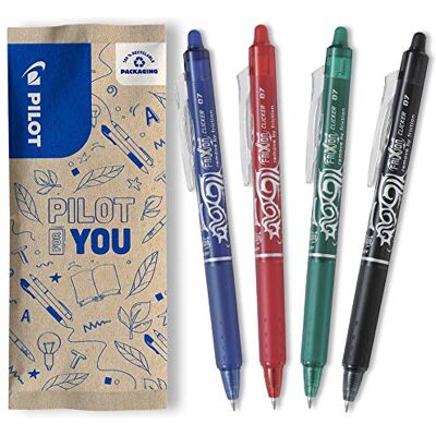 PILOT FriXion Clicker 0.7 Set 4 Stück: Blau/Schwarz/Grün/Rot Radierbarer -Nachfüllbarer Gel-Tintenroller mit Druckmechanik und thermosensitiver Tinte Komfortables Schreiben Mittlere Spitze PILOT FriXion Clicker 0.7 Set 4 Stück: Blau/Schwarz/Grün/Rot Radierbarer -Nachfüllbarer Gel-Tintenroller mit Druckmechanik und thermosensitiver Tinte Komfortables Schreiben Mittlere Spitze