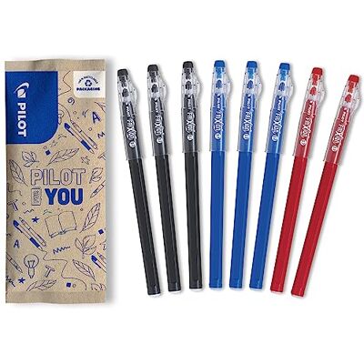PILOT 8er-Set FriXion Ball Stick Gel-Tinte radierbar 3 Blau, 3 Schwarz und 2 Rot Der FriXion Kugelschreiber Für Federmäppchen Schulartikel Mittlere Spitze PILOT 8er-Set FriXion Ball Stick Gel-Tinte radierbar 3 Blau, 3 Schwarz und 2 Rot Der FriXion Kugelschreiber Für Federmäppchen Schulartikel Mittlere Spitze
