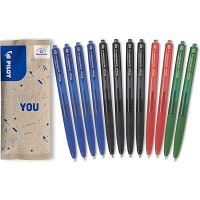 PILOT 12er-Set Super Grip G Kugelschreiber Nachfüllbarer und einziehbarer Kugelschreiber mit ultraweicher Tinte Komfortables Schreiben 4 Blau, 4 Schwarz, 2 Rot, 2 Grün Mittlere Spitze PILOT 12er-Set Super Grip G Kugelschreiber Nachfüllbarer und einziehbarer Kugelschreiber mit ultraweicher Tinte Komfortables Schreiben 4 Blau, 4 Schwarz, 2 Rot, 2 Grün Mittlere Spitze