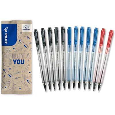 PILOT 12er-Set BPS Matic Kugelschreiber Ultra-weiches und Komfortables Schreibgefühl Nachfüllbar & mit Druckmechanik Schwarz, Blau, Rot Feine Spitze PILOT 12er-Set BPS Matic Kugelschreiber Ultra-weiches und Komfortables Schreibgefühl Nachfüllbar & mit Druckmechanik Schwarz, Blau, Rot Feine Spitze