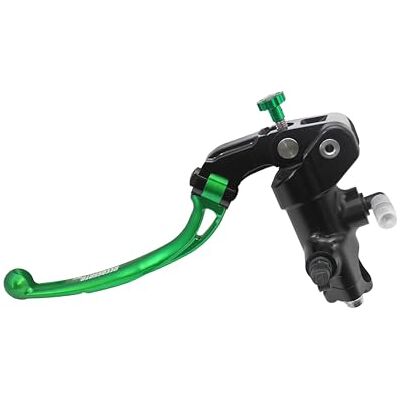 ACCOSSATO Geschmiedete Kupplungspumpe 19x20 mit schwarz eloxiertem Pumpengehäuse, Langhebel grün (Knopf + Hebel) für Benelli TnT 1130 Cafe Racer von 2006 bis 2014, CC 1130 ACCOSSATO Geschmiedete Kupplungspumpe 19x20 mit schwarz eloxiertem Pumpengehäuse, Langhebel grün (Knopf + Hebel) für Benelli TnT 1130 Cafe Racer von 2006 bis 2014, CC 1130