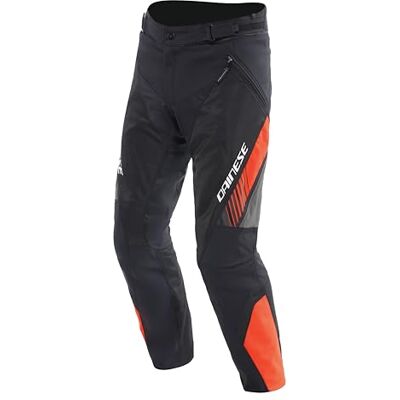 Dainese Drake 2 Air Absoluteshell Pants, Wasserdichte Motorradhose, belüftet, mit abnehmbaren Knieschonern, Mann, Schwarz/Rot-Fluo, 52 Dainese Drake 2 Air Absoluteshell Pants, Wasserdichte Motorradhose, belüftet, mit abnehmbaren Knieschonern, Mann, Schwarz/Rot-Fluo, 52