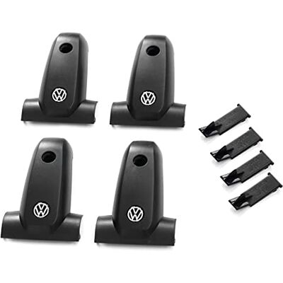 Volkswagen 2K0071738 Abdeckkappen (4 Stück) Grundträger Kappe Dachgepäckträger, mit VW Logo, schwarz Volkswagen 2K0071738 Abdeckkappen (4 Stück) Grundträger Kappe Dachgepäckträger, mit VW Logo, schwarz