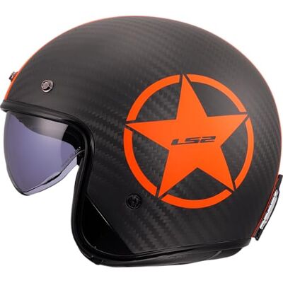 LS2 , Jet Motorradhelm BOB II CARBON STAR Orange, XL LS2 , Jet Motorradhelm BOB II CARBON STAR Orange, XL