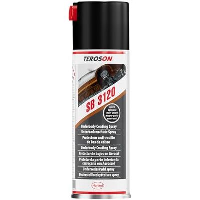Teroson SB 3120 Unterbodenschutz Spray, Kautschukbasis, Schwarz, 1x500ml Überlackierbar und lösemittelfrei, für punktuelle Ausbesserungen an Kanten und Ecken, thixotrop, PVC-verträglich Teroson SB 3120 Unterbodenschutz Spray, Kautschukbasis, Schwarz, 1x500ml Überlackierbar und lösemittelfrei, für punktuelle Ausbesserungen an Kanten und Ecken, thixotrop, PVC-verträglich