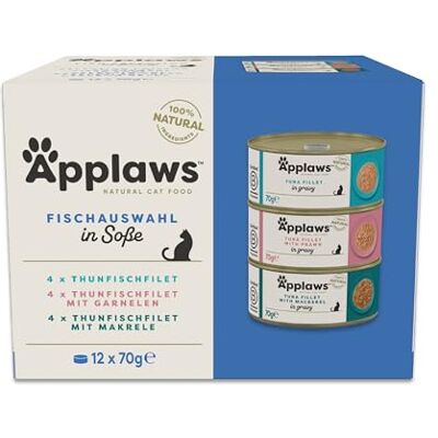 Applaws 100 % natürliches Nassfutter für ausgewachsene Katzen, Fischsortiment in Sauce Multipack, 12 × 70 g Dosen Applaws 100 % natürliches Nassfutter für ausgewachsene Katzen, Fischsortiment in Sauce Multipack, 12 × 70 g Dosen