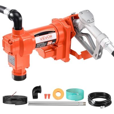VEVOR Dieselpumpe, 12 V DC, 75,7 L/min, 1/4 PS, Kraftstoffpumpe mit manueller Düse, Auslass- und Saugschlauch, für Benzin, Kerosin, Ethanolmischungen, Methanol, Biodiesel VEVOR Dieselpumpe, 12 V DC, 75,7 L/min, 1/4 PS, Kraftstoffpumpe mit manueller Düse, Auslass- und Saugschlauch, für Benzin, Kerosin, Ethanolmischungen, Methanol, Biodiesel