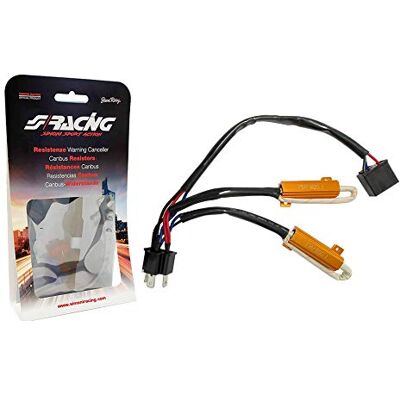 Simoni Racing 50W4 Widerstand Warning Canceller speziell für LED-Lampen Sockel H4, 50W 6 Ohm mit Steckern, Schwarz Simoni Racing 50W4 Widerstand Warning Canceller speziell für LED-Lampen Sockel H4, 50W 6 Ohm mit Steckern, Schwarz