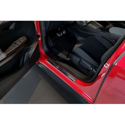 Avisa Schwarz Edelstahl Einstiegsleisten kompatibel mit Volkswagen ID.3 2020-2023 & FL 2023- / Cupra Born 2021- / MG 4 2022- / MG HS II 2024- 'Lines' 4-teilig Avisa Schwarz Edelstahl Einstiegsleisten kompatibel mit Volkswagen ID.3 2020-2023 & FL 2023- / Cupra Born 2021- / MG 4 2022- / MG HS II 2024- 'Lines' 4-teilig