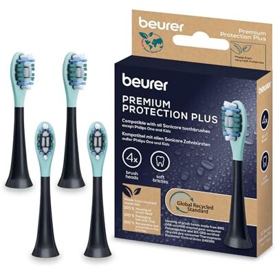 Beurer SC Protection Plus Bürstenköpfe für elektrische Zahnbürste, 4 Ersatzbürsten kompatibel mit SC 30, 50 & Philips Sonicare Schallzahnbürsten, für empfindliche Zähne, Härtegrad Weich Beurer SC Protection Plus Bürstenköpfe für elektrische Zahnbürste, 4 Ersatzbürsten kompatibel mit SC 30, 50 & Philips Sonicare Schallzahnbürsten, für empfindliche Zähne, Härtegrad Weich