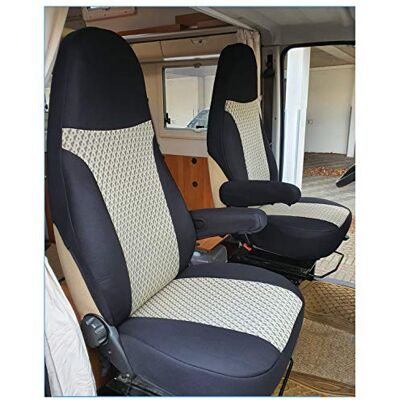 BREMER SITZBEZÜGE Maß Sitzbezüge Schonbezüge Pilotsitze Fahrer & Beifahrer Set kompatibel mit Wohnmobil FIAT Ducato 812 Schwarz/Beige BREMER SITZBEZÜGE Maß Sitzbezüge Schonbezüge Pilotsitze Fahrer & Beifahrer Set kompatibel mit Wohnmobil FIAT Ducato 812 Schwarz/Beige