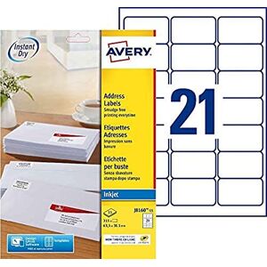 Avery Fehér címke - 315 db 15 lapra - Tintasugaras nyomtató Avery Fehér címke - 315 db 15 lapra - Tintasugaras nyomtató