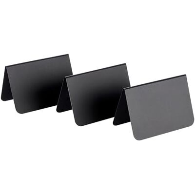 APS 12 10er-Set Tischaufsteller, Tischschilder, Beschriftungsschilder, 10,5 x 6 cm, Höhe 6,5 cm, abgerundete Ecken, PVC, schwarz APS 12 10er-Set Tischaufsteller, Tischschilder, Beschriftungsschilder, 10,5 x 6 cm, Höhe 6,5 cm, abgerundete Ecken, PVC, schwarz
