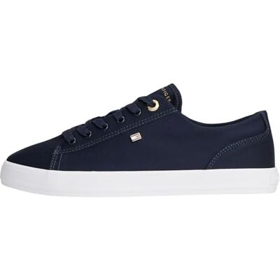 Tommy Hilfiger Damen Canvas Sneaker Foxing zum Schnüren, Blau (Space Blue), 36 Tommy Hilfiger Damen Canvas Sneaker Foxing zum Schnüren, Blau (Space Blue), 36