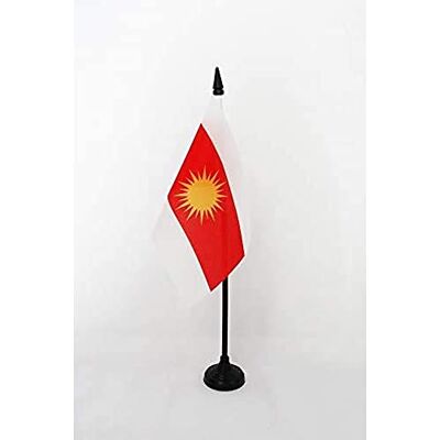 AZ FLAG Tischfahne Jesiden yazidism Neu 15x10 cm Yeziden kurdisch Eziden Kleine Tischflagge 100% Polyester Büroflagge mit 25 cm Schwarzem Kunststoffstab und Sockel AZ FLAG Tischfahne Jesiden yazidism Neu 15x10 cm Yeziden kurdisch Eziden Kleine Tischflagge 100% Polyester Büroflagge mit 25 cm Schwarzem Kunststoffstab und Sockel