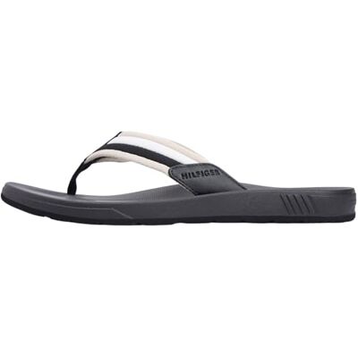 Tommy Hilfiger Herren Flip Flops Molded Beach Sandal mit Gurtband-Riemen, Schwarz (Black), 43 Tommy Hilfiger Herren Flip Flops Molded Beach Sandal mit Gurtband-Riemen, Schwarz (Black), 43