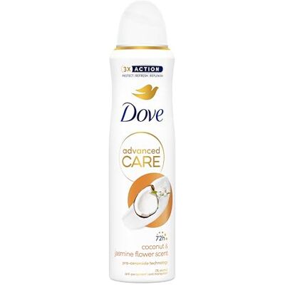 Dove Advanced Care Go Fresh Deodorant Spray Kokosnuss und Jasminblüten, feuchtigkeitsspendende und hautfreundliche Formel, ohne Alkohol, trockene Haut bis zu 72 Stunden, Deodorant für Damen und Dove Advanced Care Go Fresh Deodorant Spray Kokosnuss und Jasminblüten, feuchtigkeitsspendende und hautfreundliche Formel, ohne Alkohol, trockene Haut bis zu 72 Stunden, Deodorant für Damen und